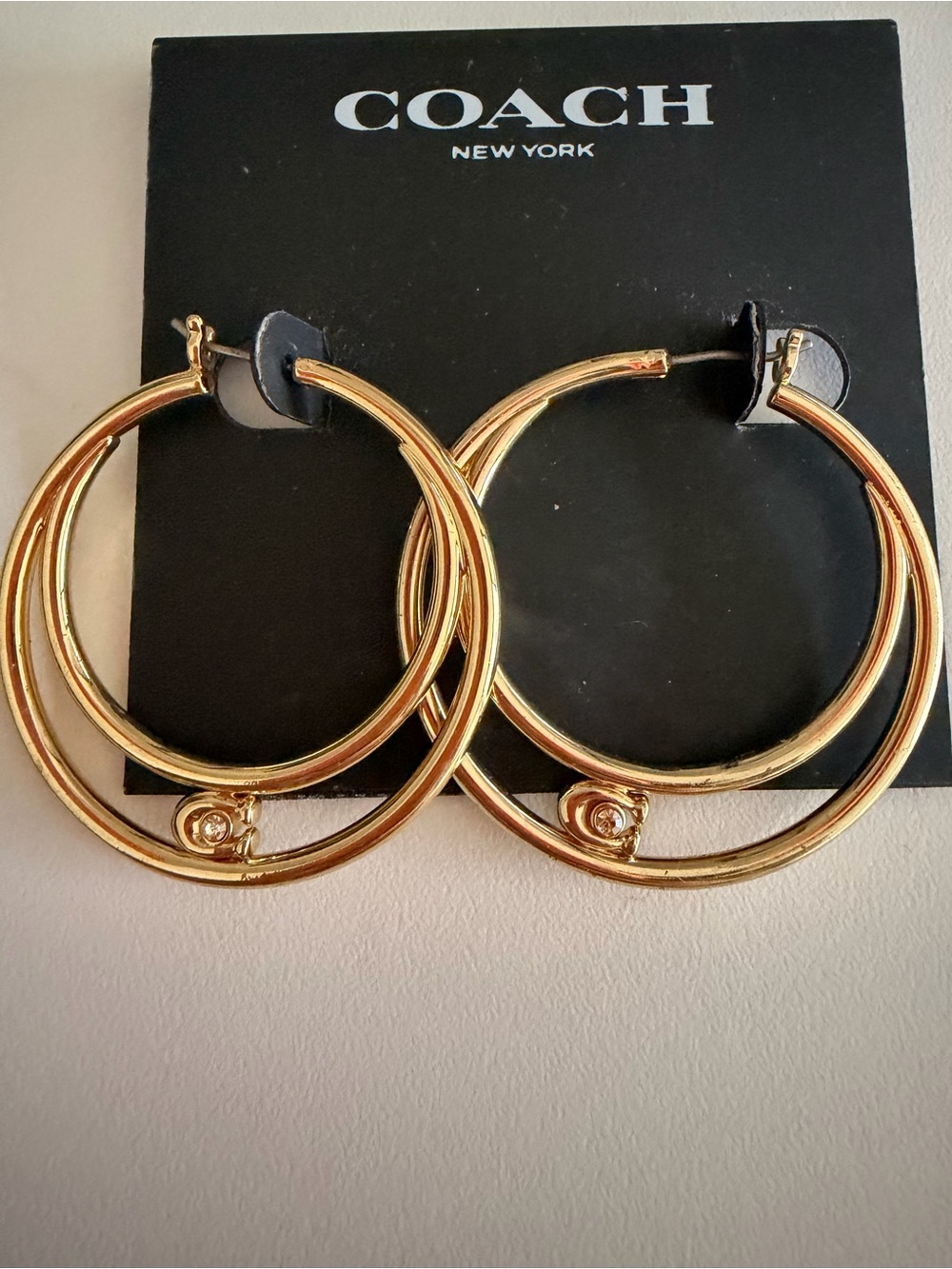 Coach Gold-Tone Double Circle Hoop Earrings